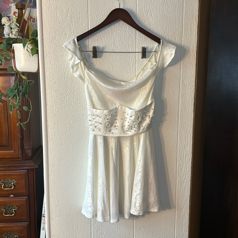 Pearl Accent Off The Shoulder Dress